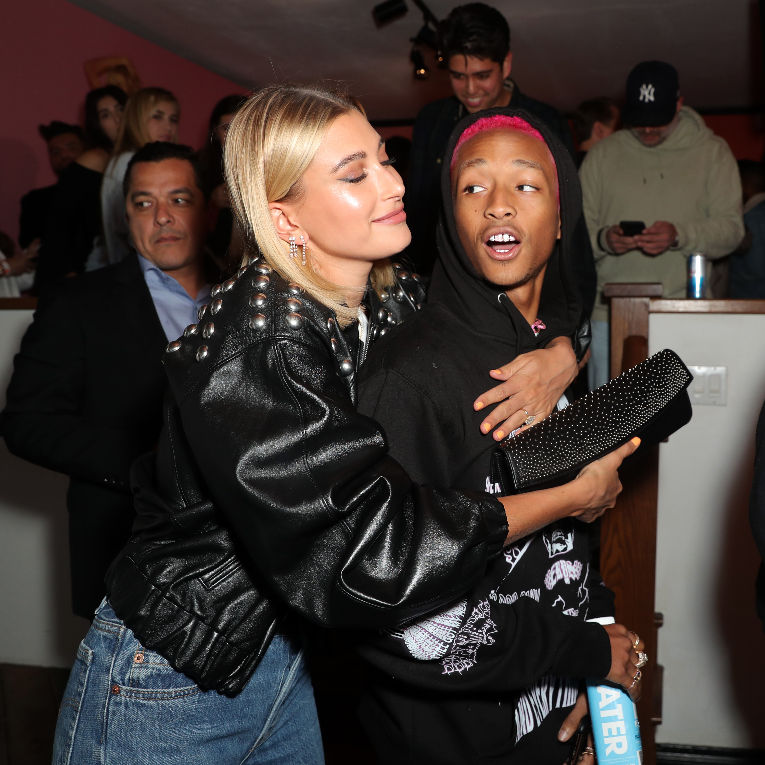 Justin shared a snapshot of Hailey hugging the couple's friend Jaden Smith