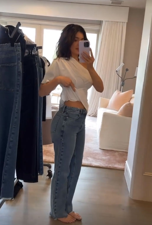 Kylie has been showing off her stomach more amid pregnancy rumors