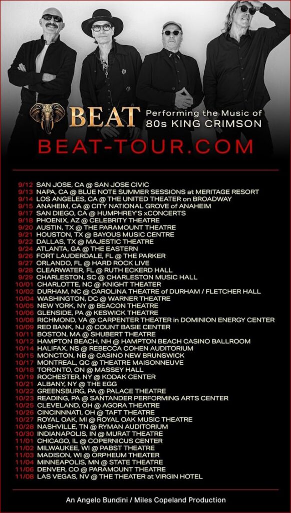ADRIAN BELEW, TONY LEVIN, STEVE VAI And DANNY CAREY On Upcoming BEAT Tour: 'Sparks Will Fly'