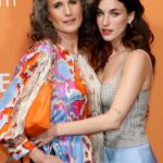 Andie MacDowell and daughter Rainey Qualley attend the Marc Cain Fashion Show Fall/Winter 2023 January 18, 2023 in Berlin, Germany.