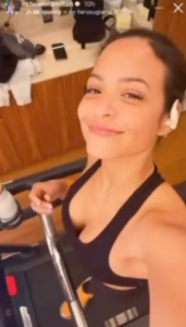 Christina Milian In Black Workout Gear Hits the Treadmill