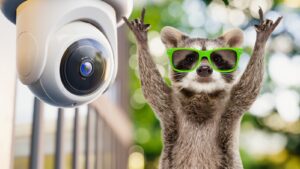Raccoon caught on security camera