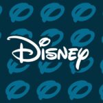 The Disney logo over a blue and black background with tiled circles in the style of Disney’s logo.