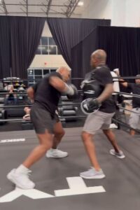 Mike Tyson showing off his speed and power in training