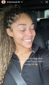 Jordyn Woods In Workout Gear Says “No Better Feeling Than a Strong Lift”