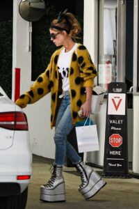Kate Beckinsale stepped out is silver platform boots in Beverly Hills