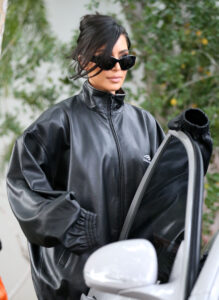 Kim Kardashian has been seen wearing an oversized black jacket