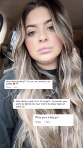 Victoria Caputo screenshotted comments from online trolls who criticized her body in a new Instagram post