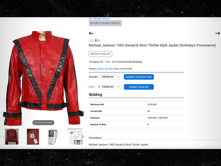 Michael Jackson 1983 Owned & Worn Thriller Jacket.