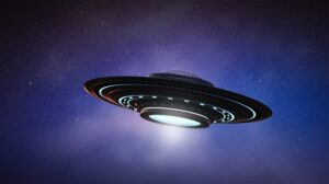 ufo flying saucer in sky