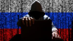 depicting of a Russian hacker at a computer