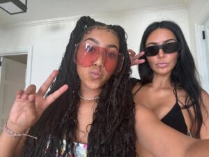 North West leaked unedited pictures of her mom in her latest social media post while on vacation