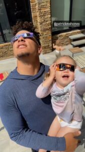 Patrick Mahomes Blocks Daughter from Staring Directly at Eclipse
