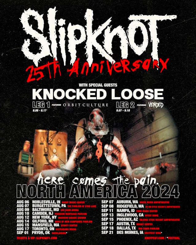 SLIPKNOT Announces 'Here Comes The Pain' Summer 2024 North American Tour