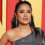 Salma Hayek Shows Off Fit Figure Saying "It's OK to Be Blue"