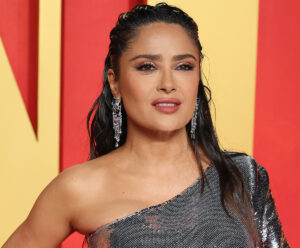Salma Hayek Shows Off Fit Figure Saying "It's OK to Be Blue"