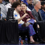 Selena Gomez was seen cuddling up to her boyfriend Benny Blanco as they couple sat courtside during a Knicks vs. 76ers playoff game