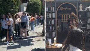 Taylor Swift's Fans Form Long Lines For 'Poets' Pop-Up Ahead of New Album