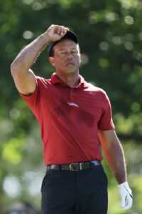 Tiger Woods during the final round of the Masters -- in which he shot his worst 72-hole score in his storied pro career.