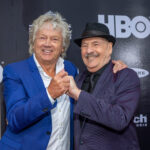 Late Moody Blues band members John Lodge and Mike Pinder pictured at their Rock and Roll Hall of Fame induction ceremony