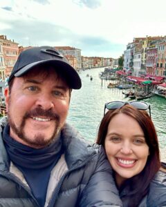 CJ Snare (left) and his partner, Kat Krash, were all smiles as they took a photo during a trip to Italy in May 2023