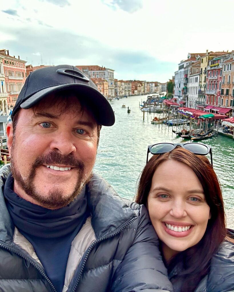 CJ Snare (left) and his partner, Kat Krash, were all smiles as they took a photo during a trip to Italy in May 2023