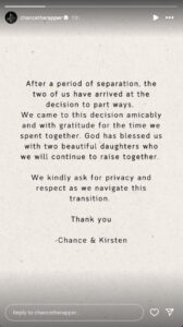 Chance The Rapper divorce statement