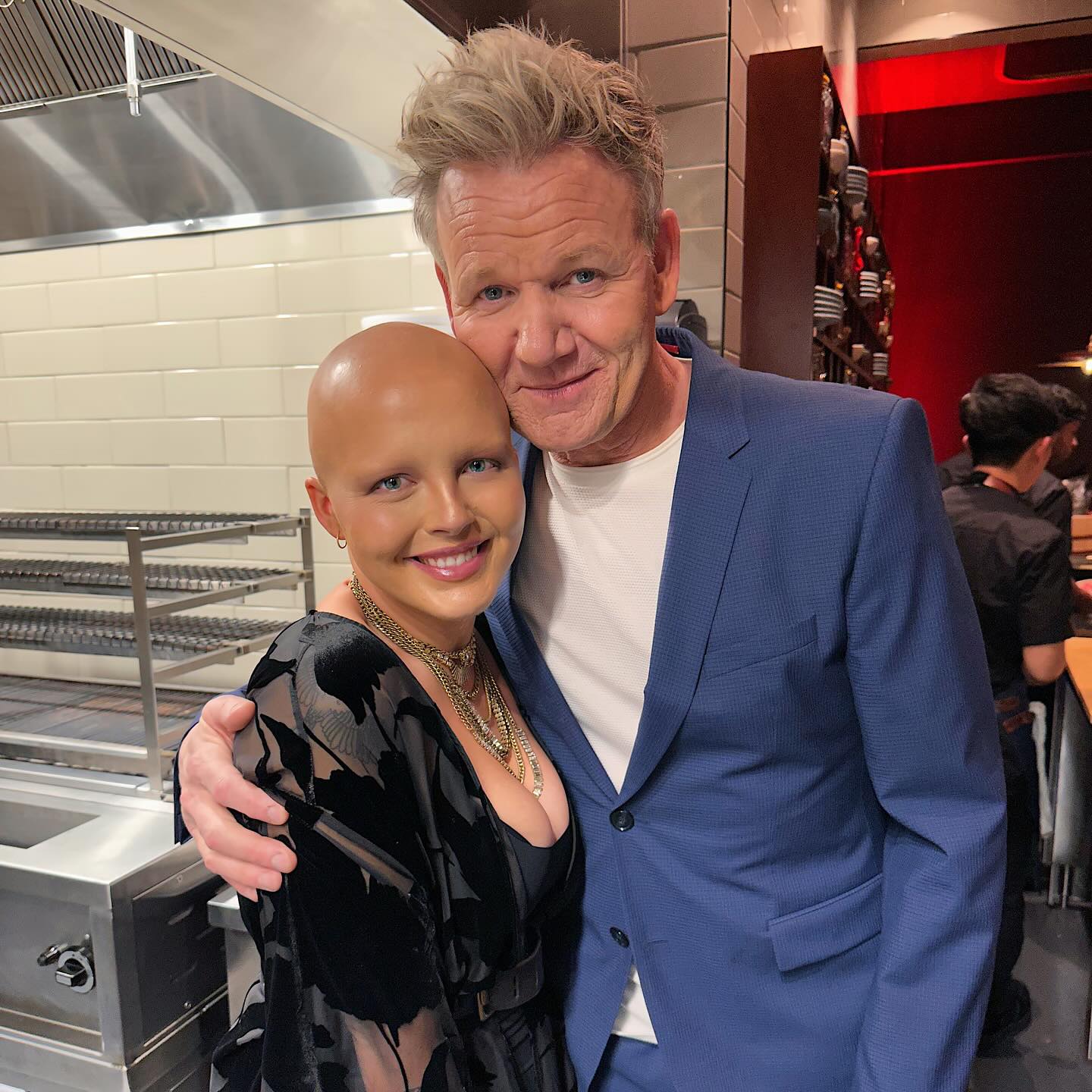 Maddy pictured with chef Gordon Ramsay at his restaurant The Lucky cat in February 2024