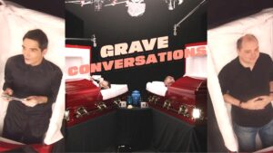 Dastmalchian Grave Conversations Talk Show takes Place in Coffins
