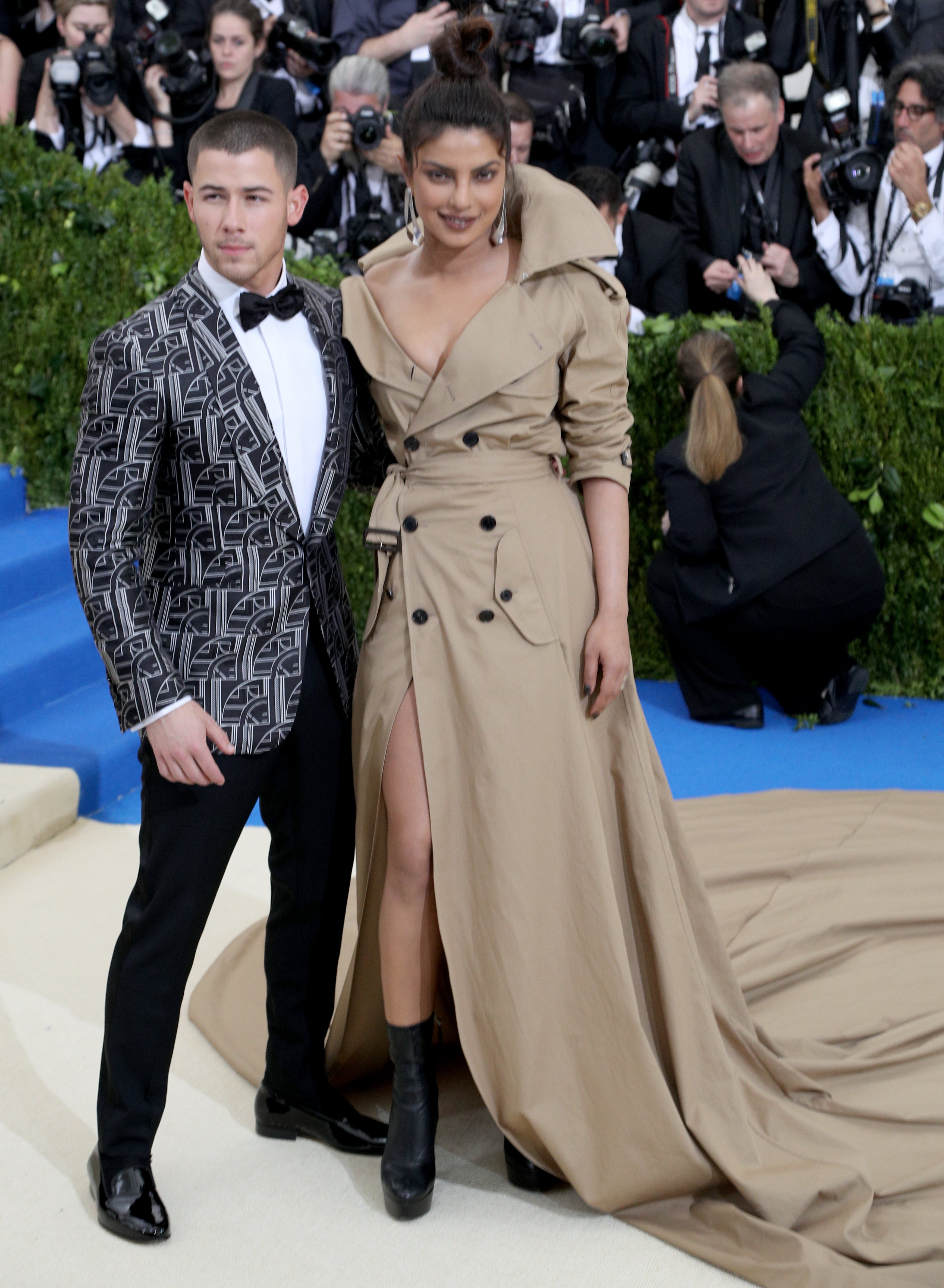 Nick Jonas and Priyanka Chopra arrive on the red carpet for the Met Gala