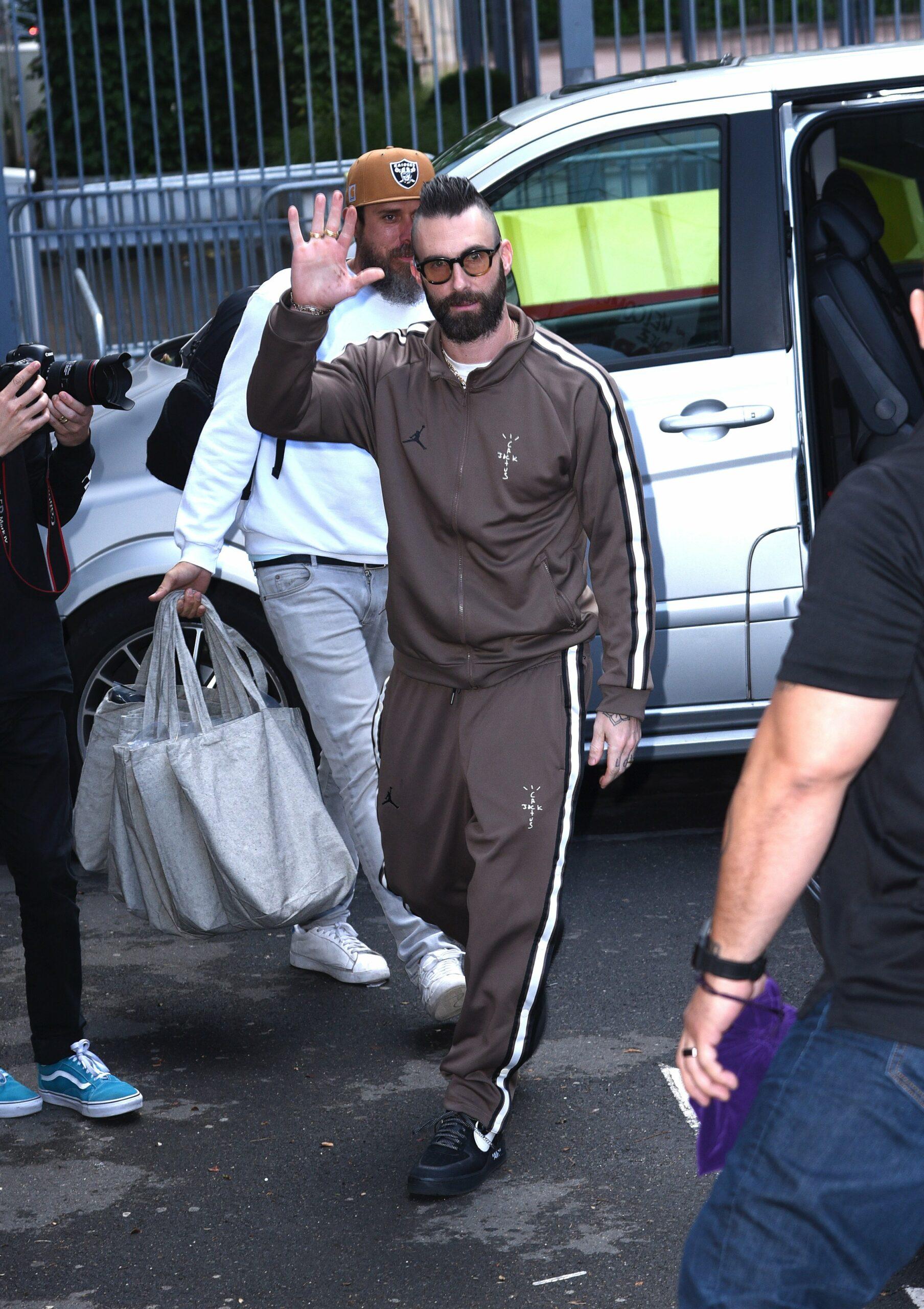 Adam Levine arrives for an Interview at the Radio Station NRJ