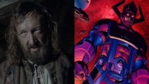 Ralph Ineson (L) in The Witch, and Marvel Comics' Galactus from Fantastic Four (R)