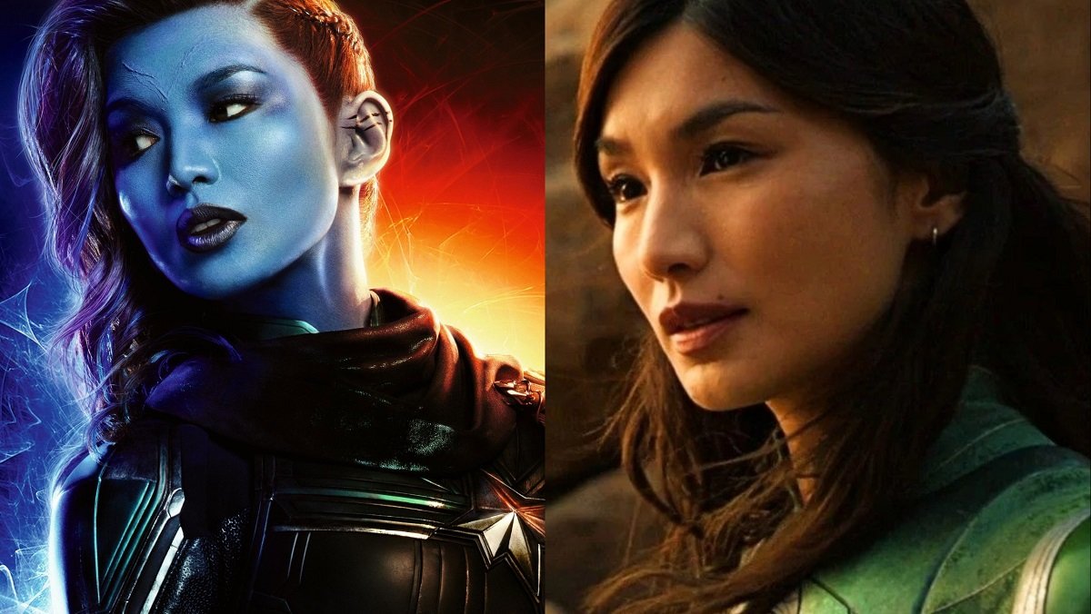 Gemma Chan as Captain Marvel's alien Minn-Erva, and as Sersi in Eternals.