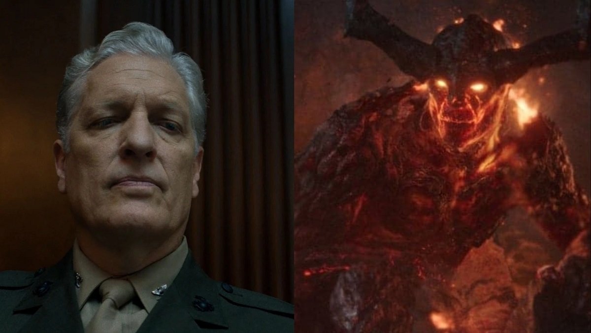 Clancy Bronwn in his Daredevil and Punisher villain role, along with Thor: Ragnarok's Surtur, who he voiced.