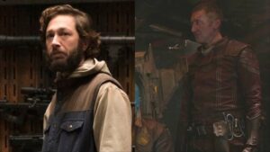 (L) Ebon Moss-Bachrach in The Punisher (R) Ralph Ineson in Guardians of the Galaxy