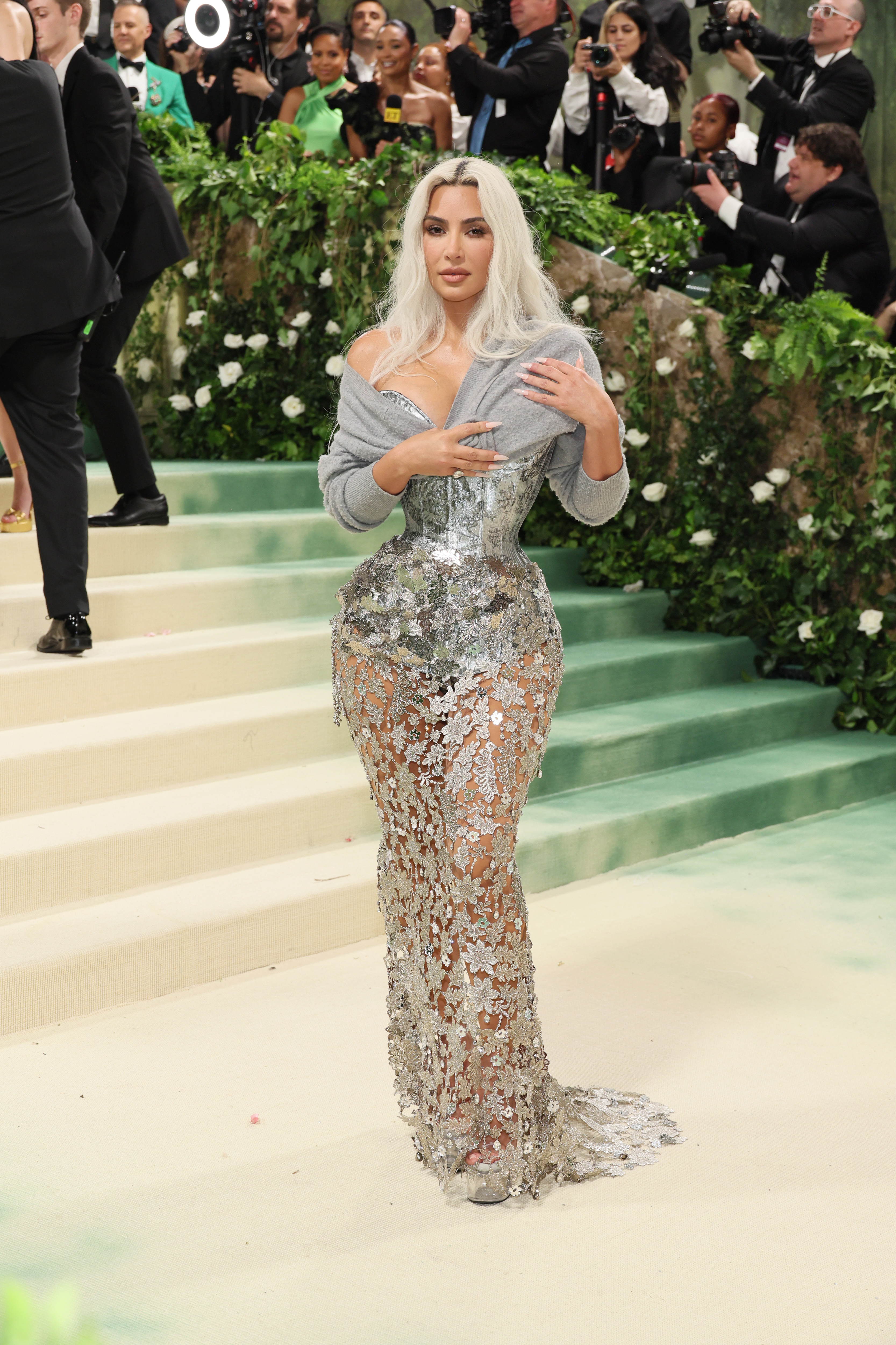 However, a few fans noticed some marks on her stomach and wondered if they were from the super tight corset Kim wore on Monday night at the Met Gala