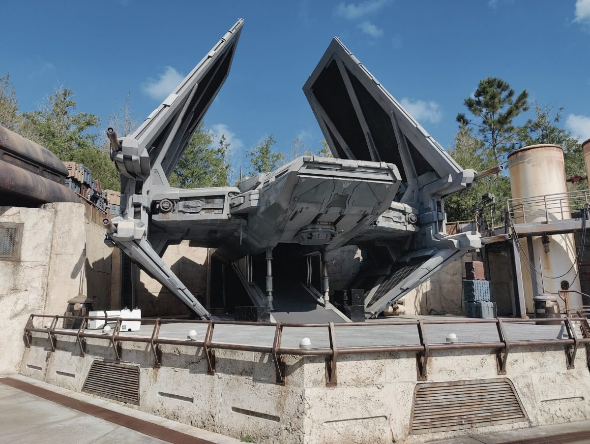Replica Star Wars command shuttle at Galaxy's Edge