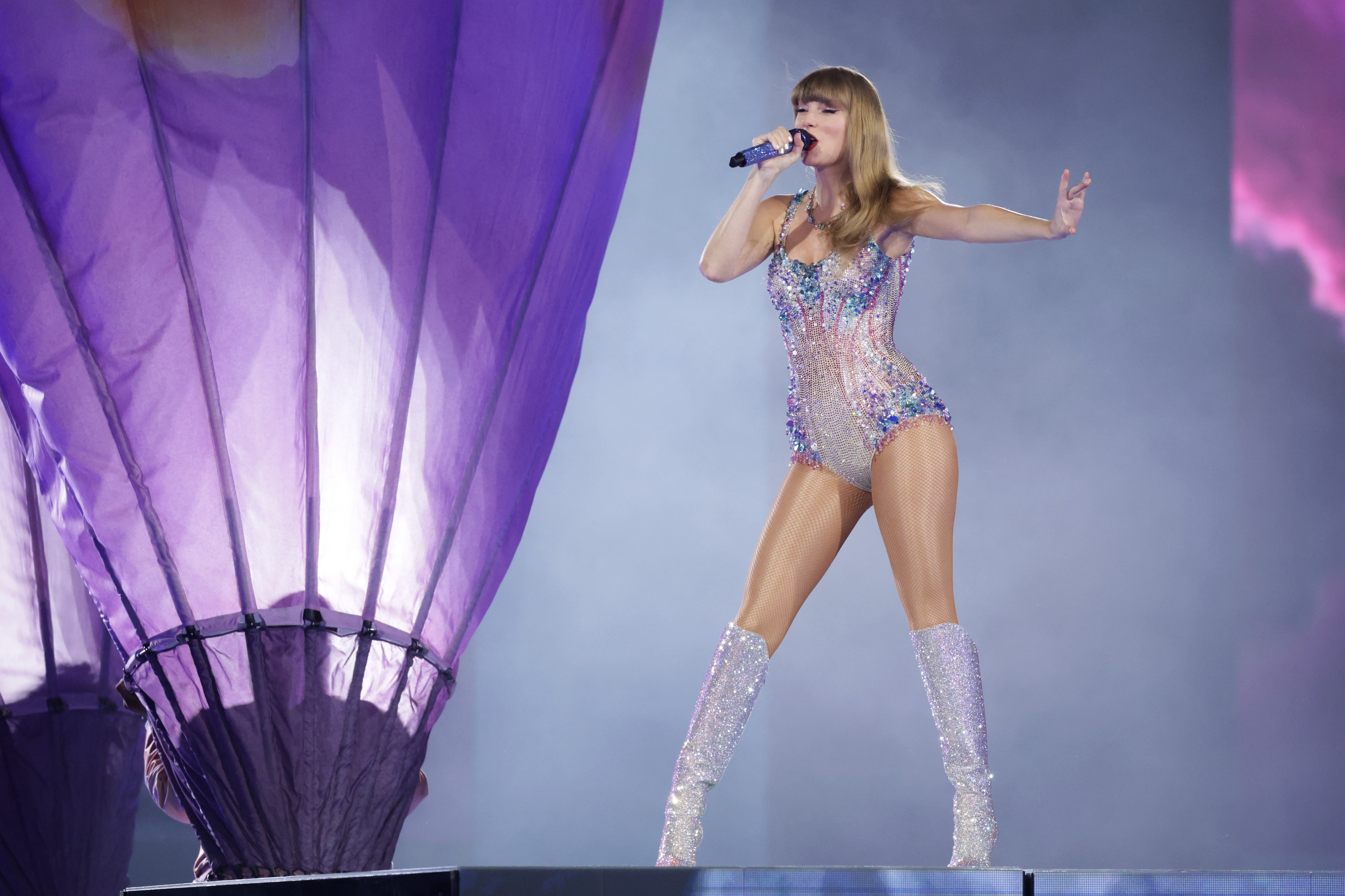 Typically, the Lover bodysuit is variations of pink, purple, and light blue, which is the aesthetic of her seventh studio album