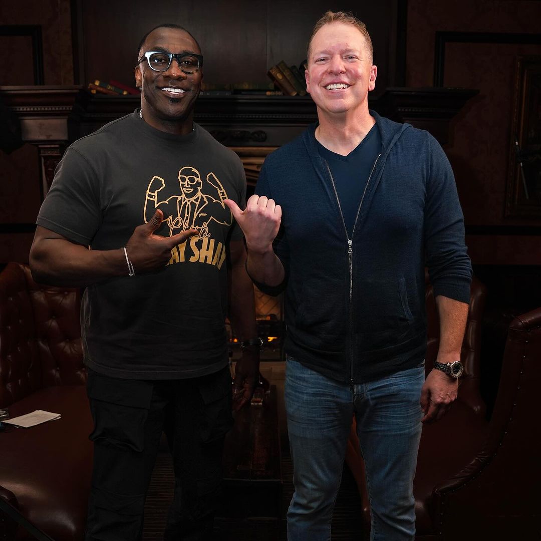 Gary Owen posed with Shannon Sharpe for their Club Shay Shay podcast interview