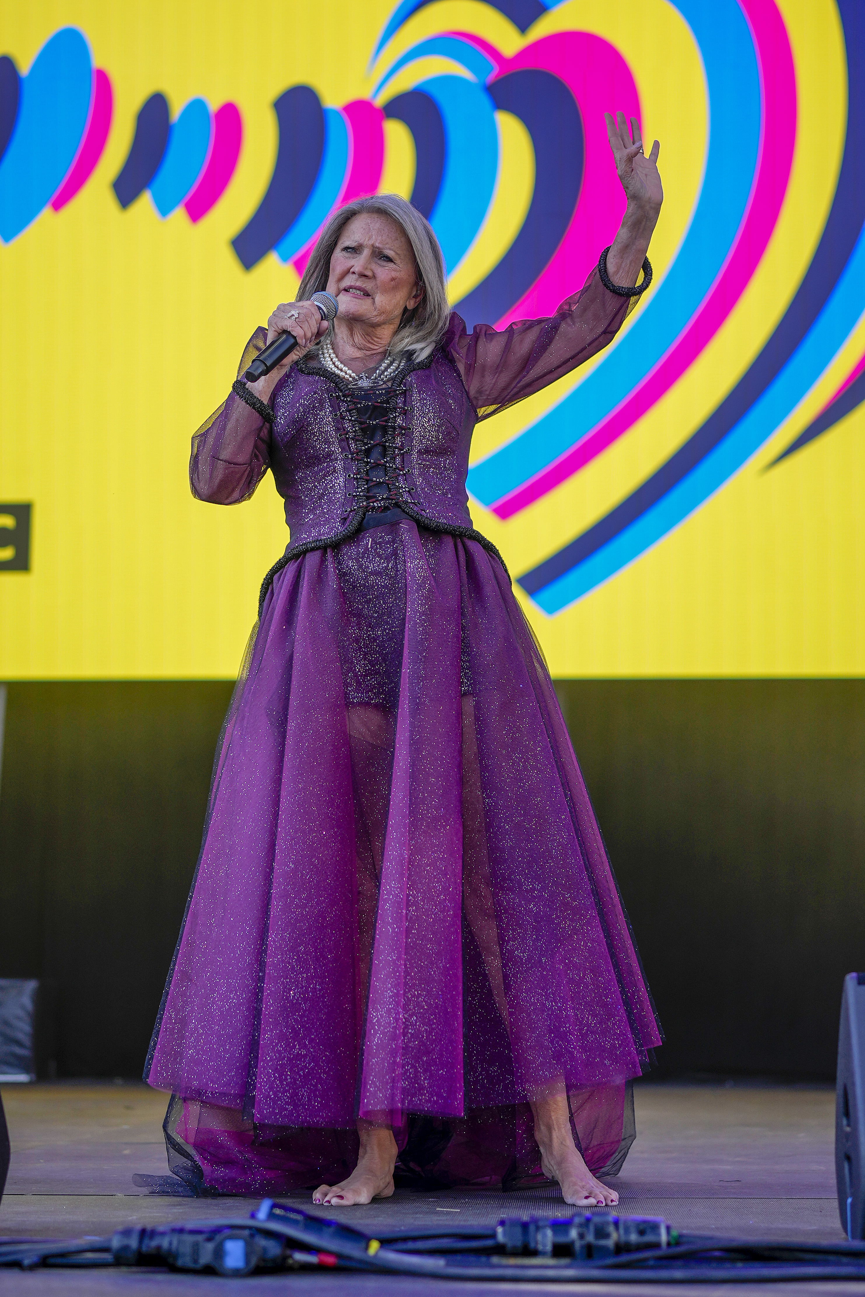 Sandie sung for fans in Liverpool watching the Eurovision Song Contest final on a giant screen in the Eurovision Village on May 13, 2023