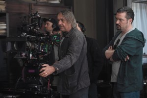 Cinematographer Dariusz Wolski and director James Vanderbilt on the set of Nuremberg.