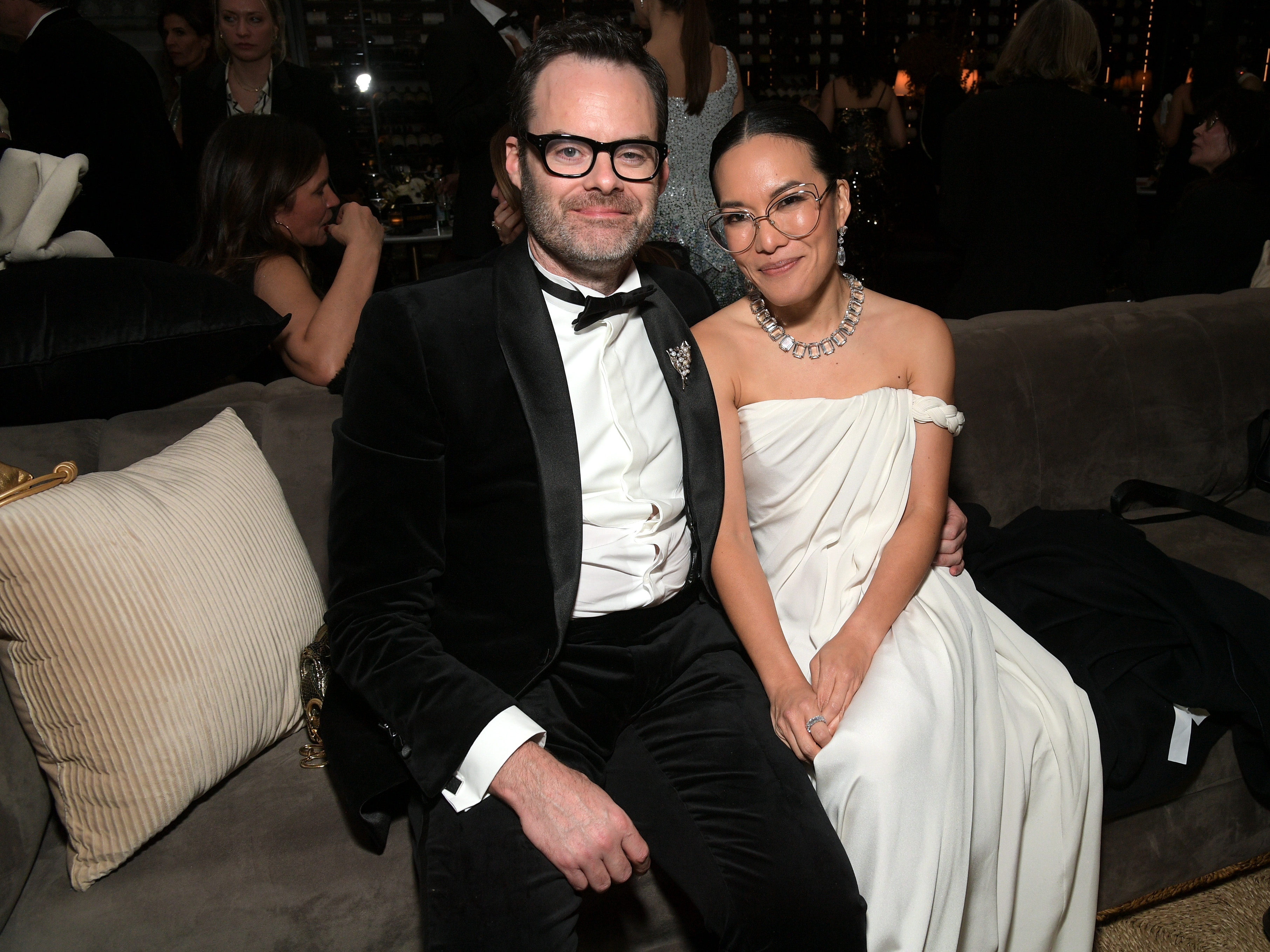 Bill Hader and Ali Wong at Netflix's 2024 Golden Globe After Party at Spago in Beverly Hills, California, on January 7, 2024