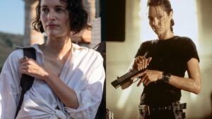 Phoebe Waller-Bridge in Indiana Jones movie and Angelina Jolie as Lara Croft in Tomb Raider series
