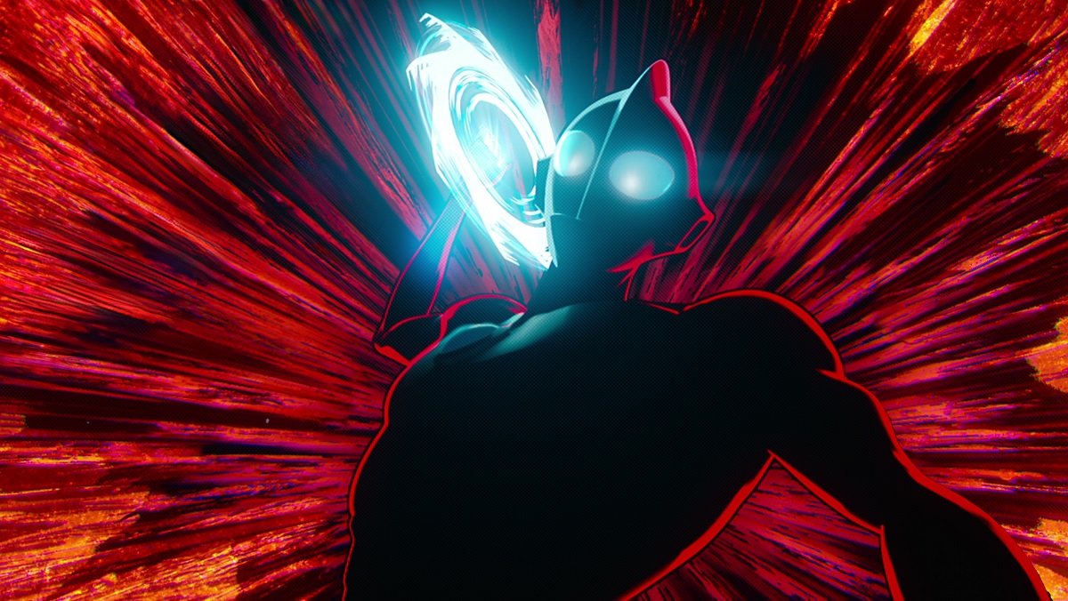Ultraman creates a giant buzzsaw, aka the Ultra Slash, in Ultraman: Rising.