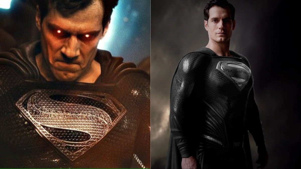 Henry Cavill in the black Superman suit in Zack Snyder's Justice League.