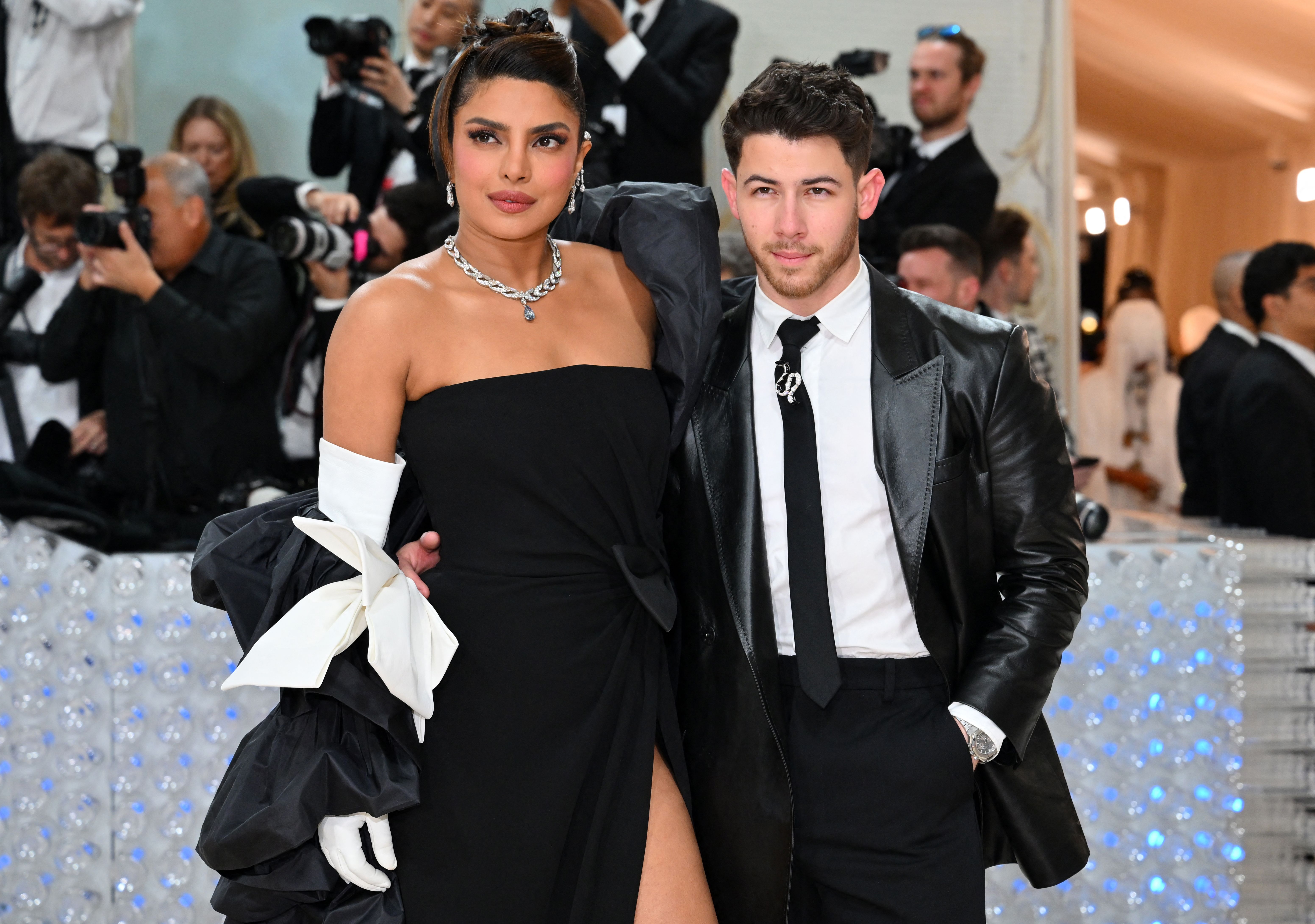 Nick pictured with wife  Priyanka Chopra at an event in May 2023