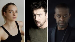 Three images: a woman, a man, and another man for cast members of Netflix's The Sandman