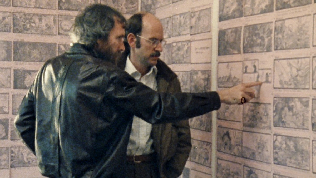 Jim Henson looks at storyboards with Frank Oz in the Jim Henson documentary Jim Henson Idea Man