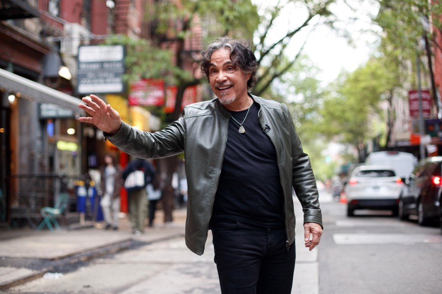 Oates out for a stroll on MacDougal Street in lower Manhattan.