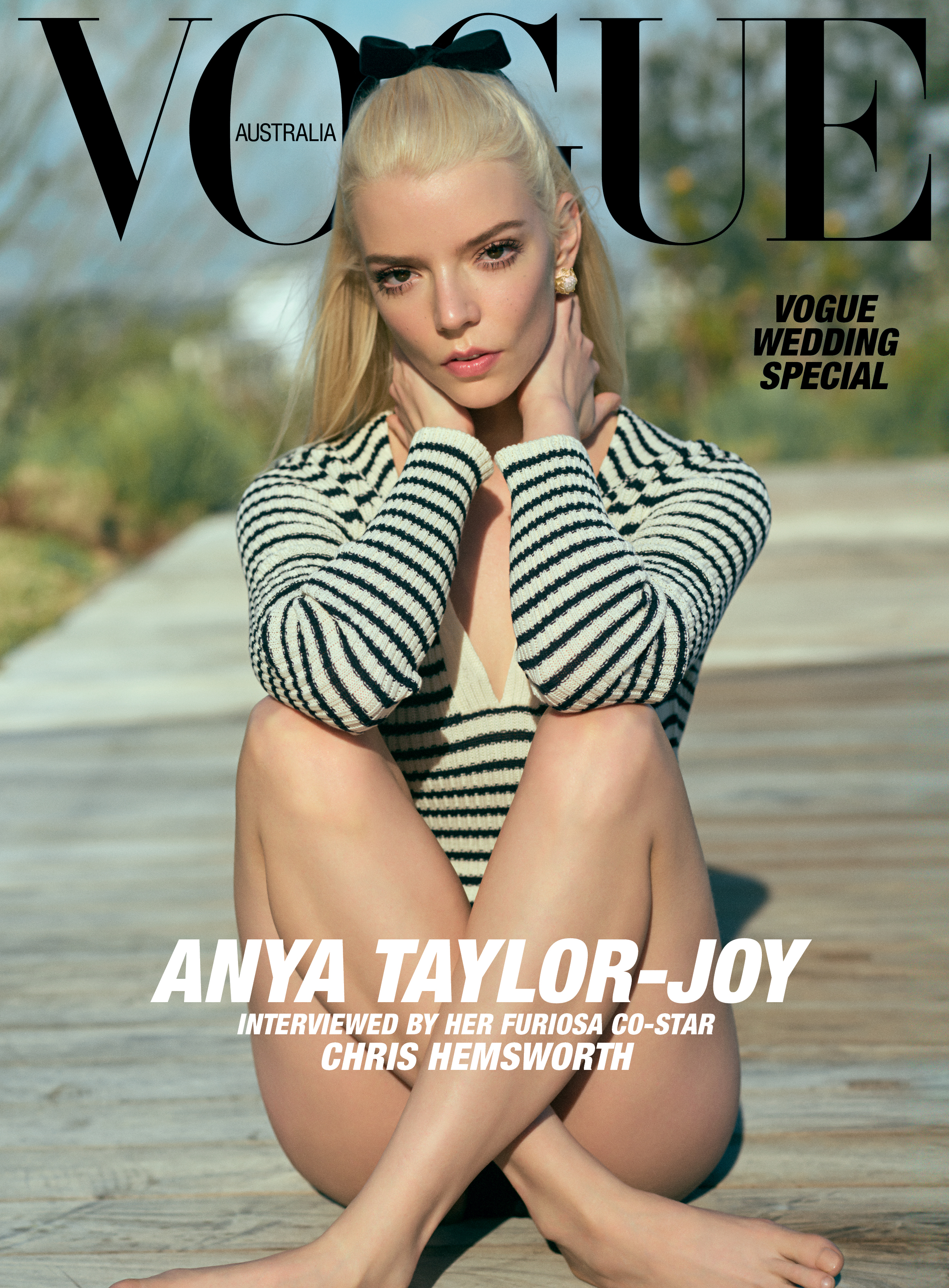 Anya showed off her long legs while posing for the cover of Vogue Australia